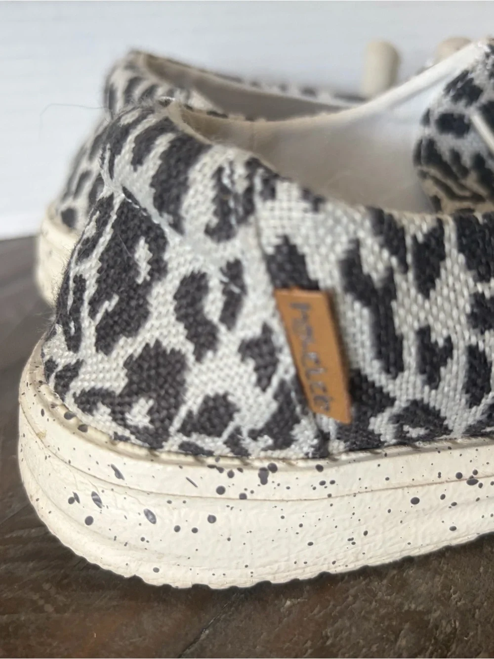 Hey Dude Women's Leopard Print Slip-On Flats - Black & Cream